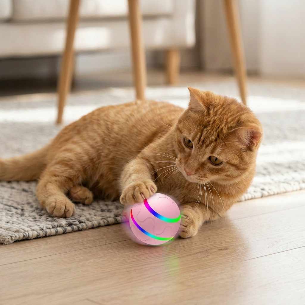 Balle interactif pour chat et chien