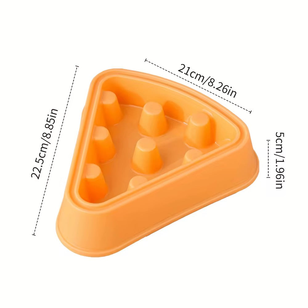 Gamelle anti glouton forme de pizza chat et chienOrange