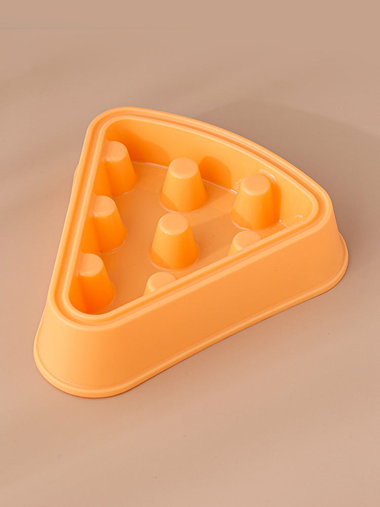 Gamelle anti glouton forme de pizza chat et chien Jaune